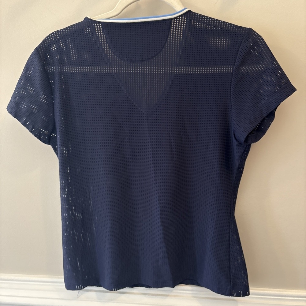 Tory Burch Sport Navy Blue Fitted Mesh Top‎ Medium Luxury Sportswear - Picture 4 of 5